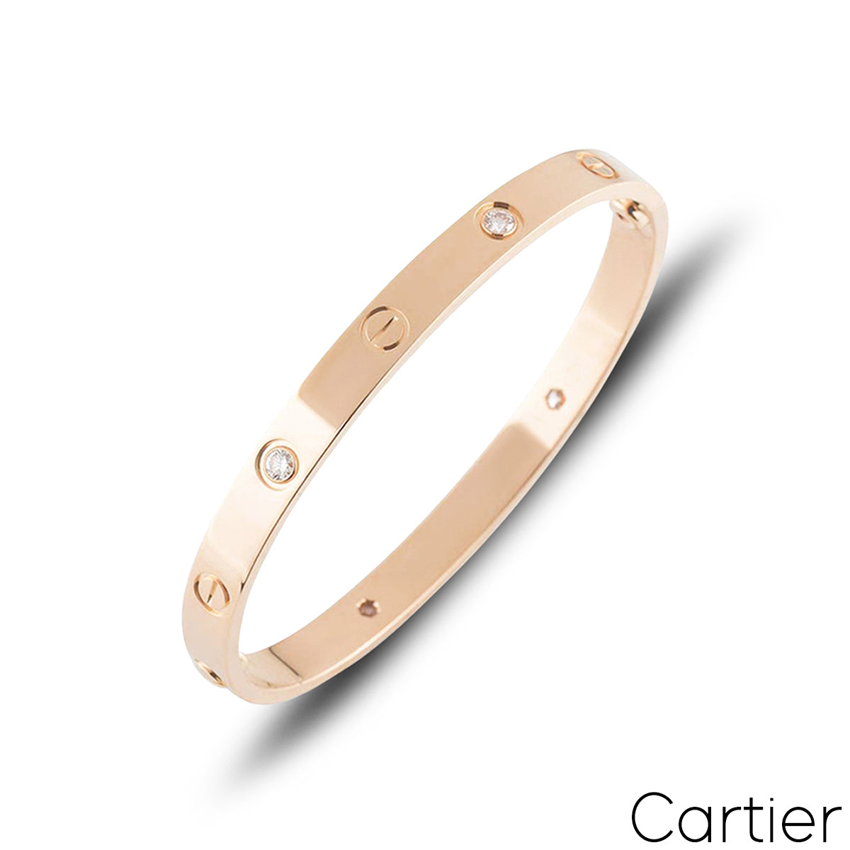 Cartier Rose Gold Half Diamond Love Bracelet Size 18 B6036018