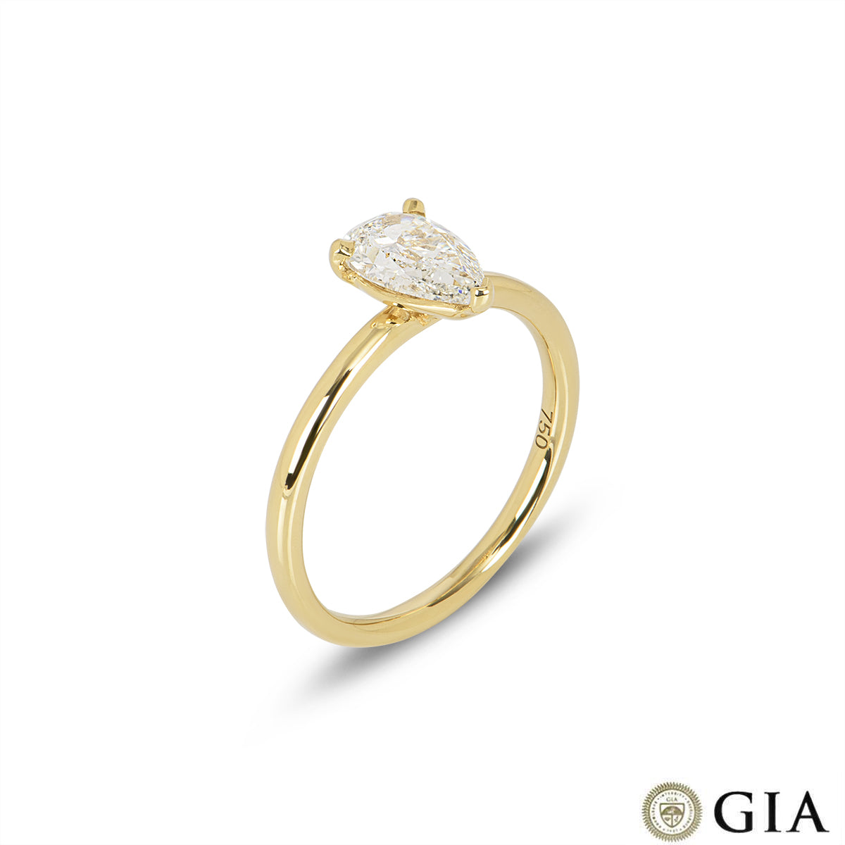 Yellow Gold Pear Cut Diamond Ring 1.00CT G/SI1