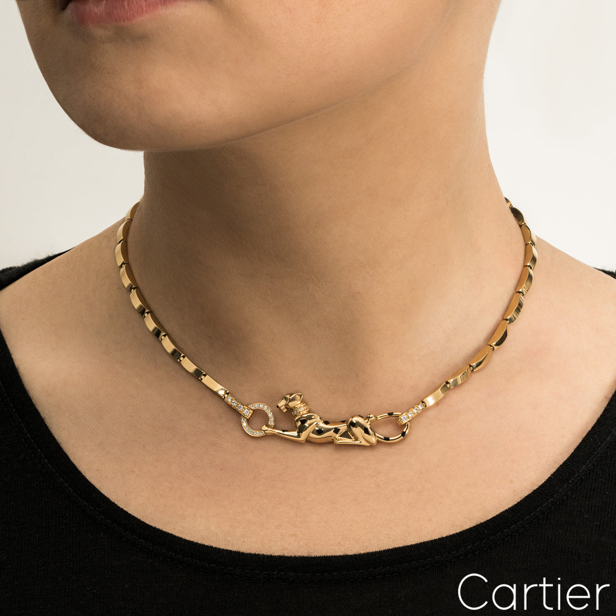 Cartier Yellow Gold Diamond Panthère De Cartier Necklace N7059200