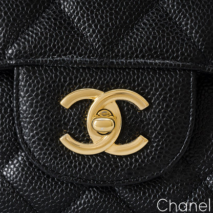 Chanel Black Caviar Jumbo Classic Single Flap Bag