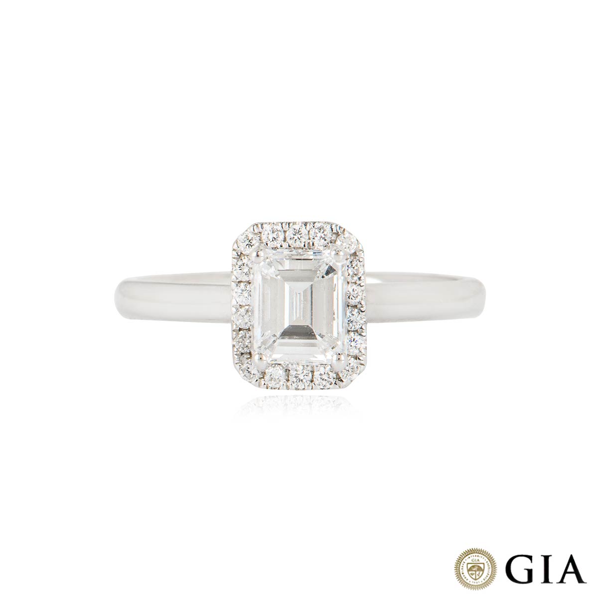 White Gold Emerald Cut Diamond Ring 0.74CT D/VS2