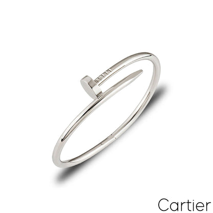 Cartier White Gold Plain Juste Un Clou Bracelet Size 17 B6048317