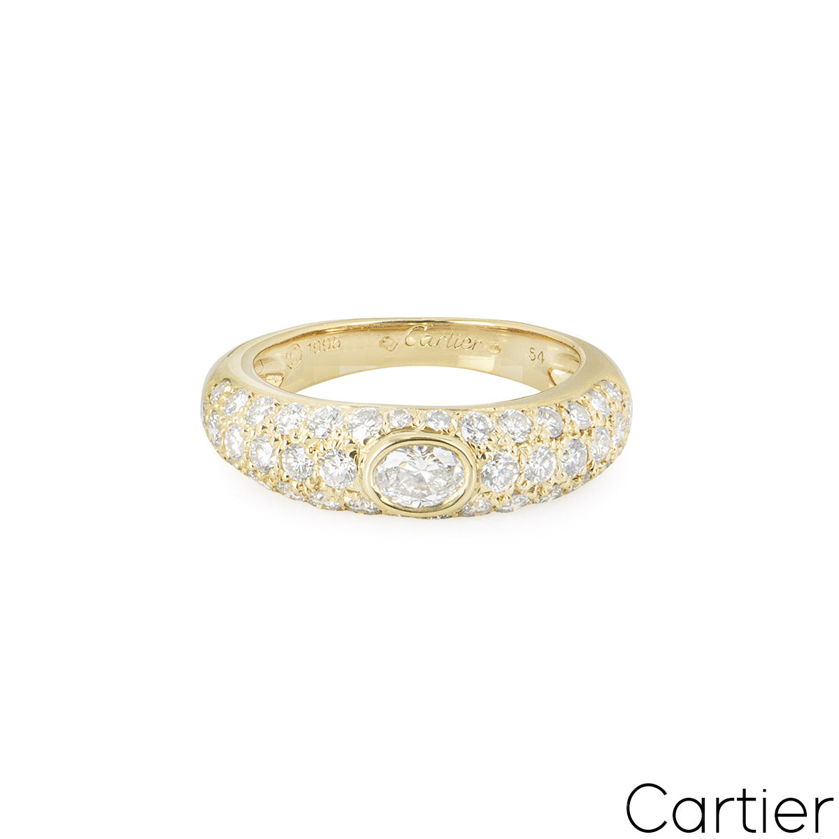 Cartier Yellow Gold Diamond Mimi Ring Size 54