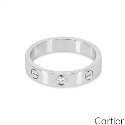 Cartier White Gold Diamond Love Wedding Band Size 50 B4050500