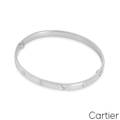 Cartier White Gold Plain Love Bracelet Size 21 B6035421