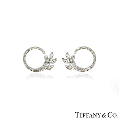 Tiffany & Co Platinum Victoria Diamond Vine Circle Earrings