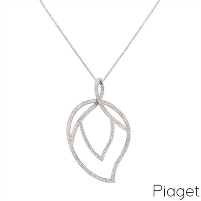 Piaget White Gold Diamond Leaf Pendant 3.15CT