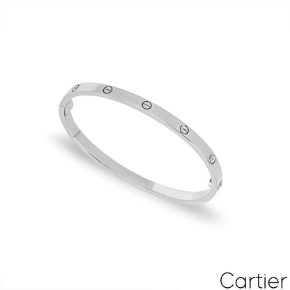 Cartier White Gold Plain Love Bracelet Sm Size 18 B6047418