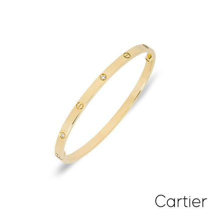 Cartier Yellow Gold Half Diamond Sm Love Bracelet Size 16 B6047216