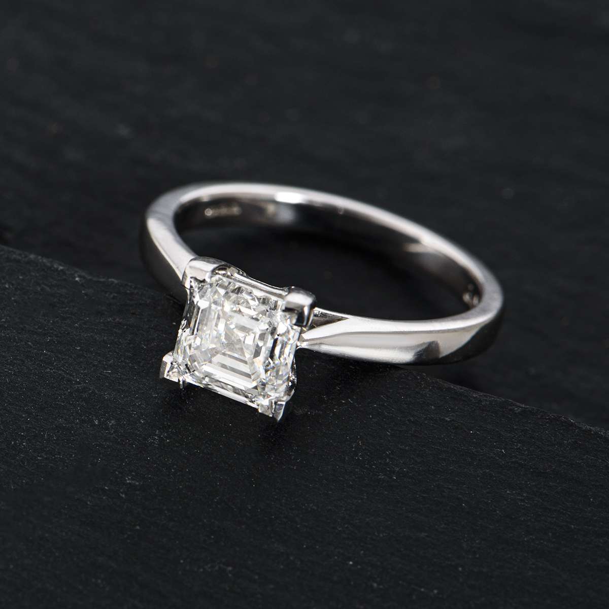 18K White Gold Asscher Cut Diamond Ring 1.58CT G/VS1