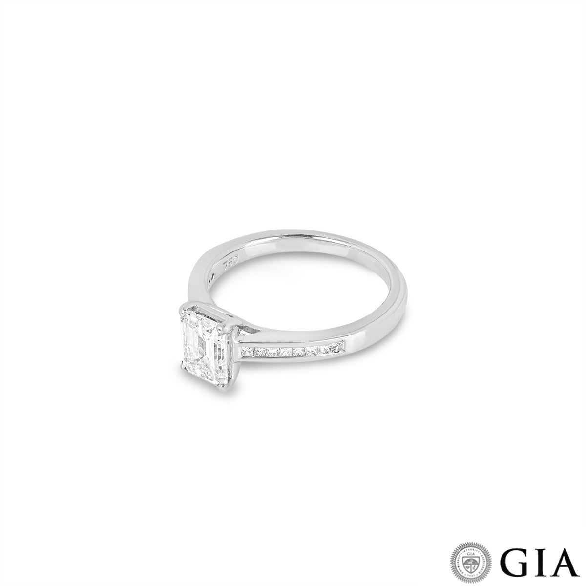 White Gold Emerald Cut Diamond Ring 1.12CT F/VVS2