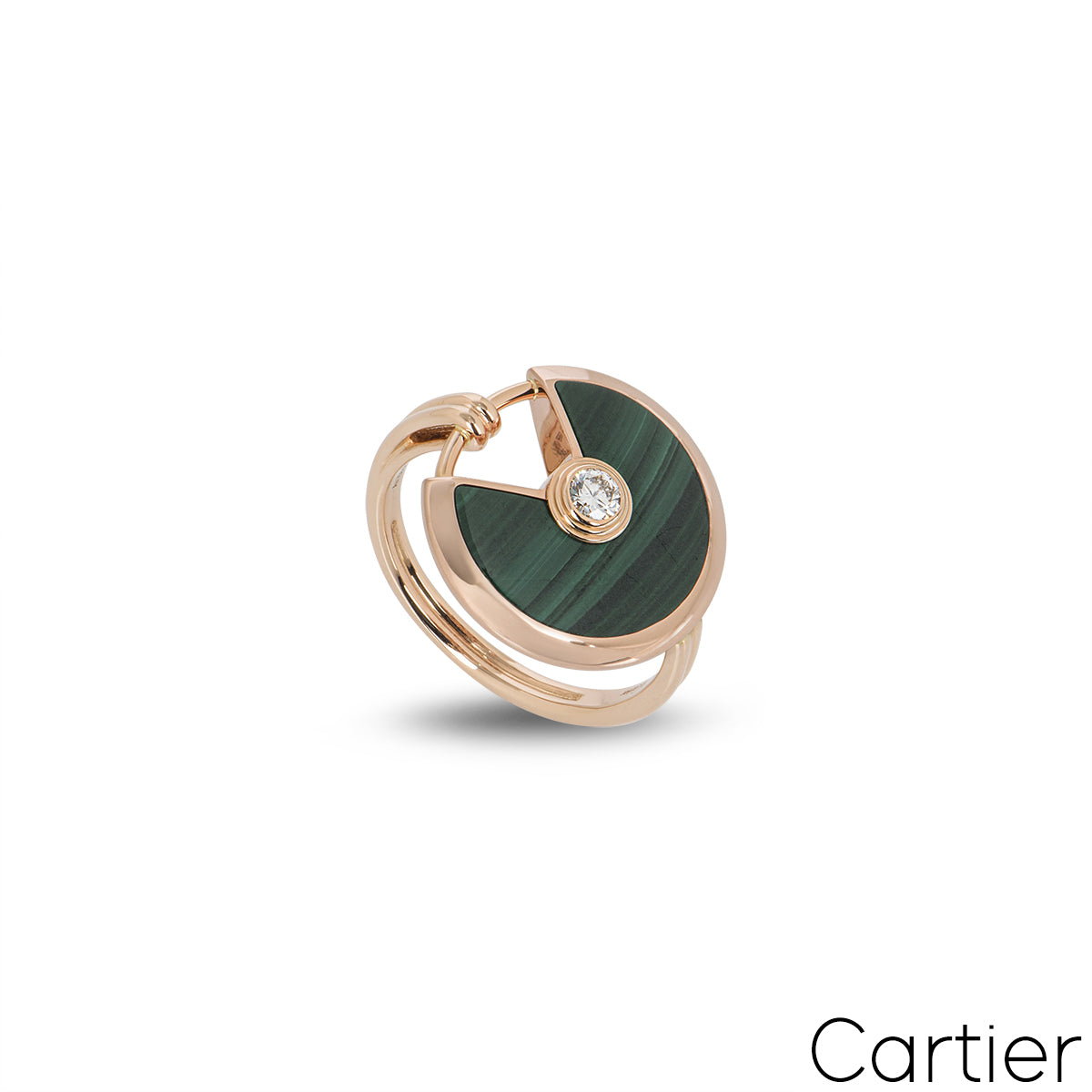 Cartier Rose Gold Malachite Amulette De Cartier Ring