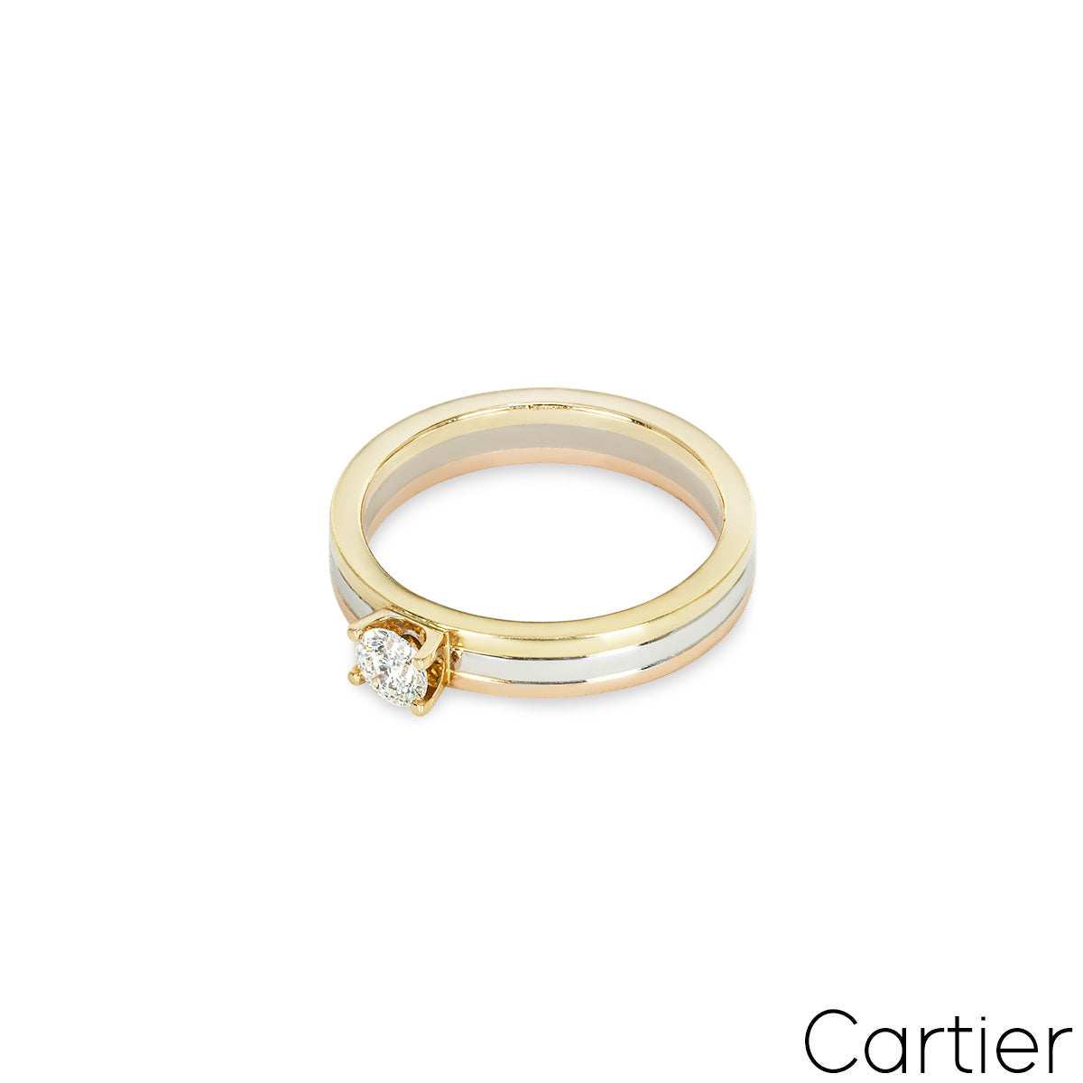 Cartier Tri-Colour Trinity Round Brilliant Cut Diamond Ring 0.24CT Size 52 N4204200