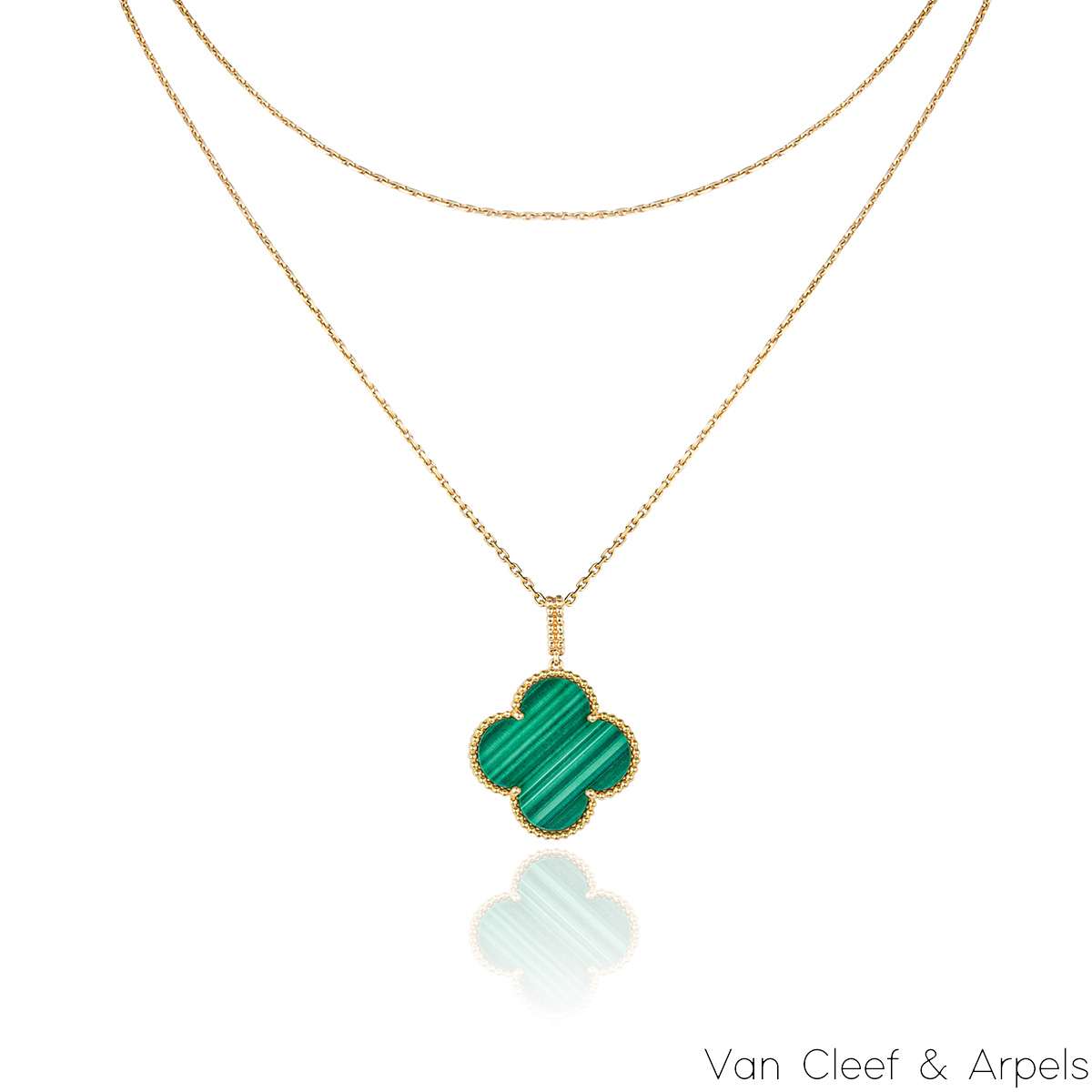 Van Cleef & Arpels Yellow Gold Malachite Magic Alhambra Long Necklace VCARO3MG00