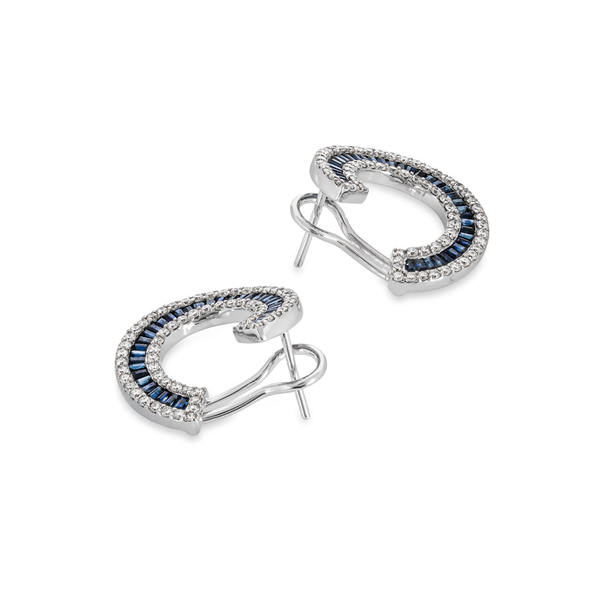 White Gold Sapphire & Diamond Earrings