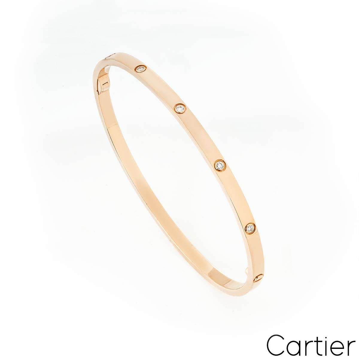 Cartier Rose Gold Full Diamond Love Bracelet Sm Size 17 B6047917