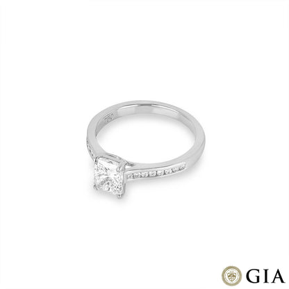 White Gold Radiant Cut Diamond Ring 1.01CT H/SI1