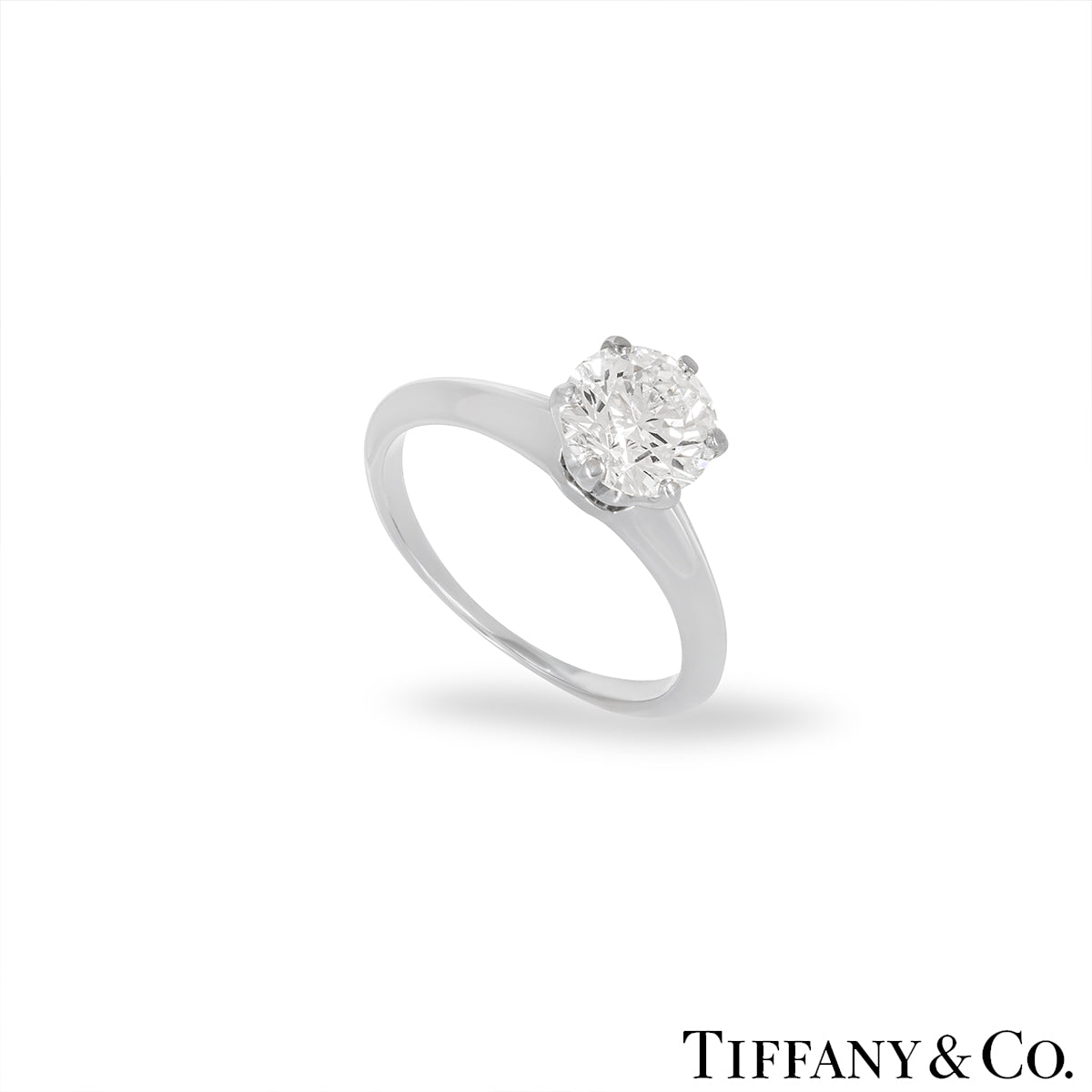 Tiffany & Co. Platinum Round Brilliant Cut Diamond Setting Ring 1.18CT D/VS1 Xxx