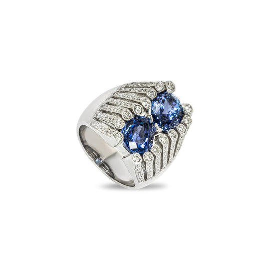 White Gold Tanzanite & Diamond Dress Ring