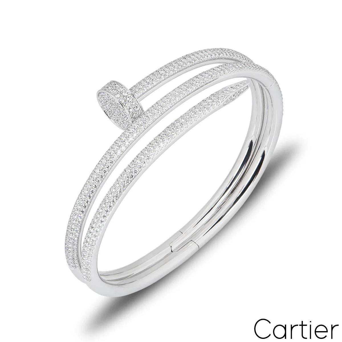 Cartier White Gold Diamond Juste Un Clou Bracelet Size 19 N6708719