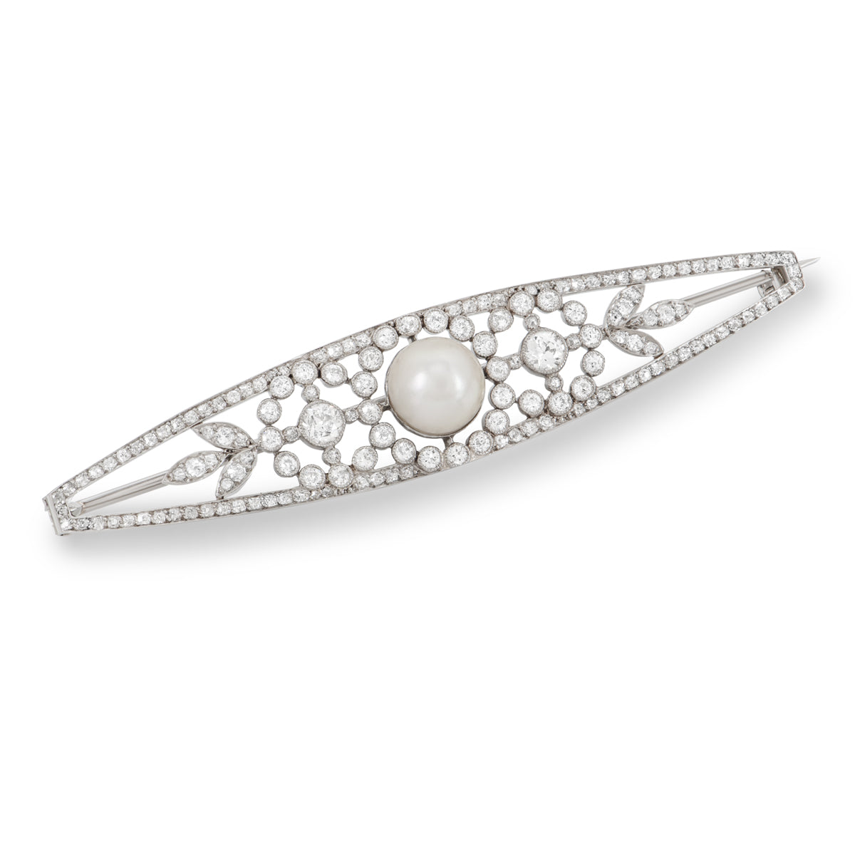 Platinum Pearl & Diamond Brooch