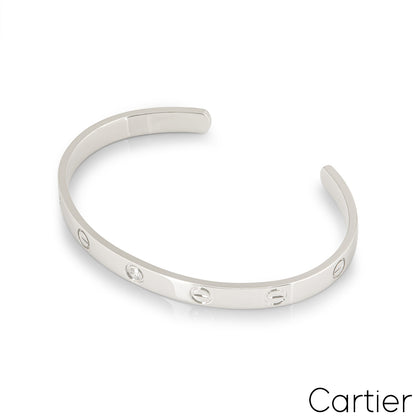 Cartier White Gold Diamond Cuff Love Bracelet Size 17 B6029917