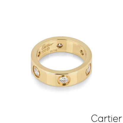 Cartier Yellow Gold Full Diamond Love Ring Size 51 B4025900