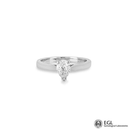 White Gold Pear Cut Diamond Ring 0.75CT H/SI2