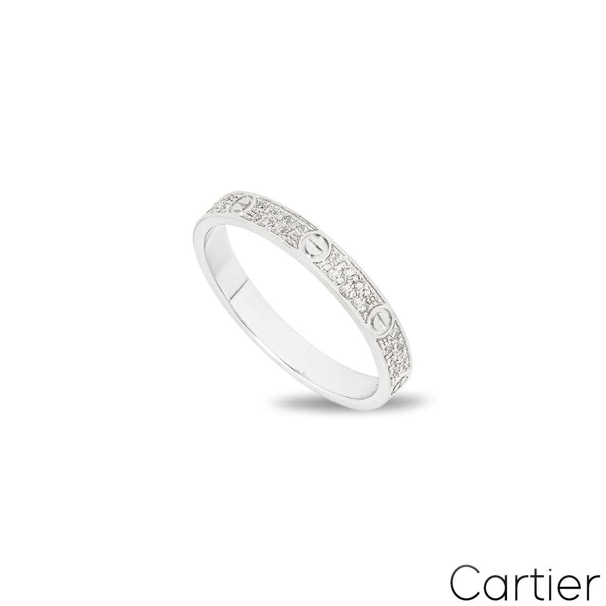 Cartier White Gold Pave Diamond Small Model Love Ring Size 50 B4218250