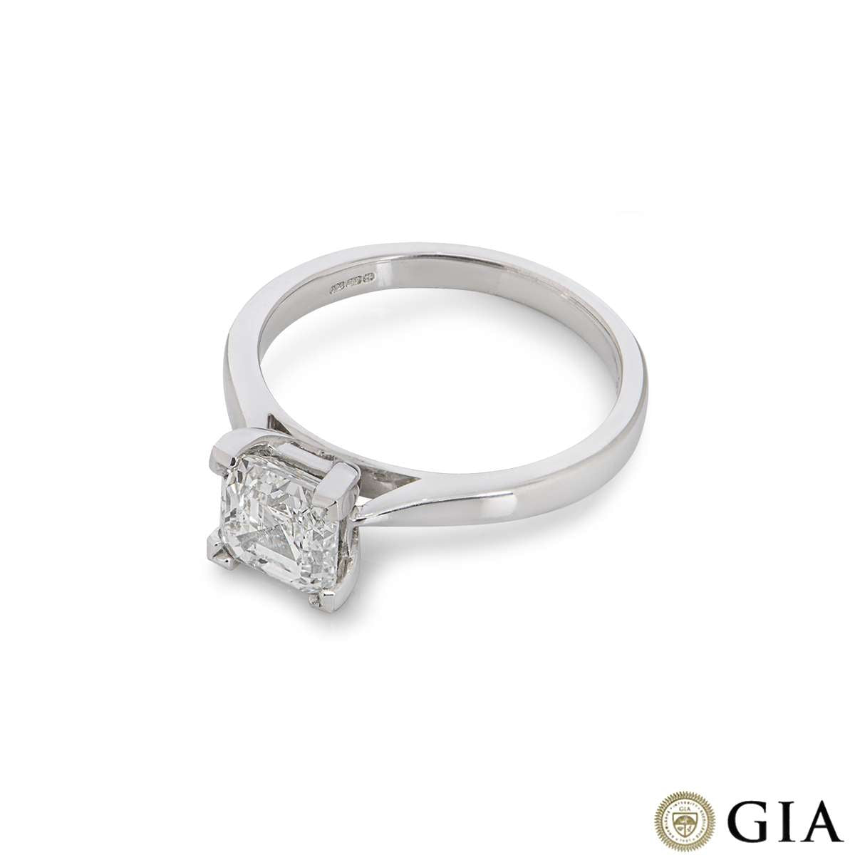 18K White Gold Asscher Cut Diamond Ring 1.58CT G/VS1