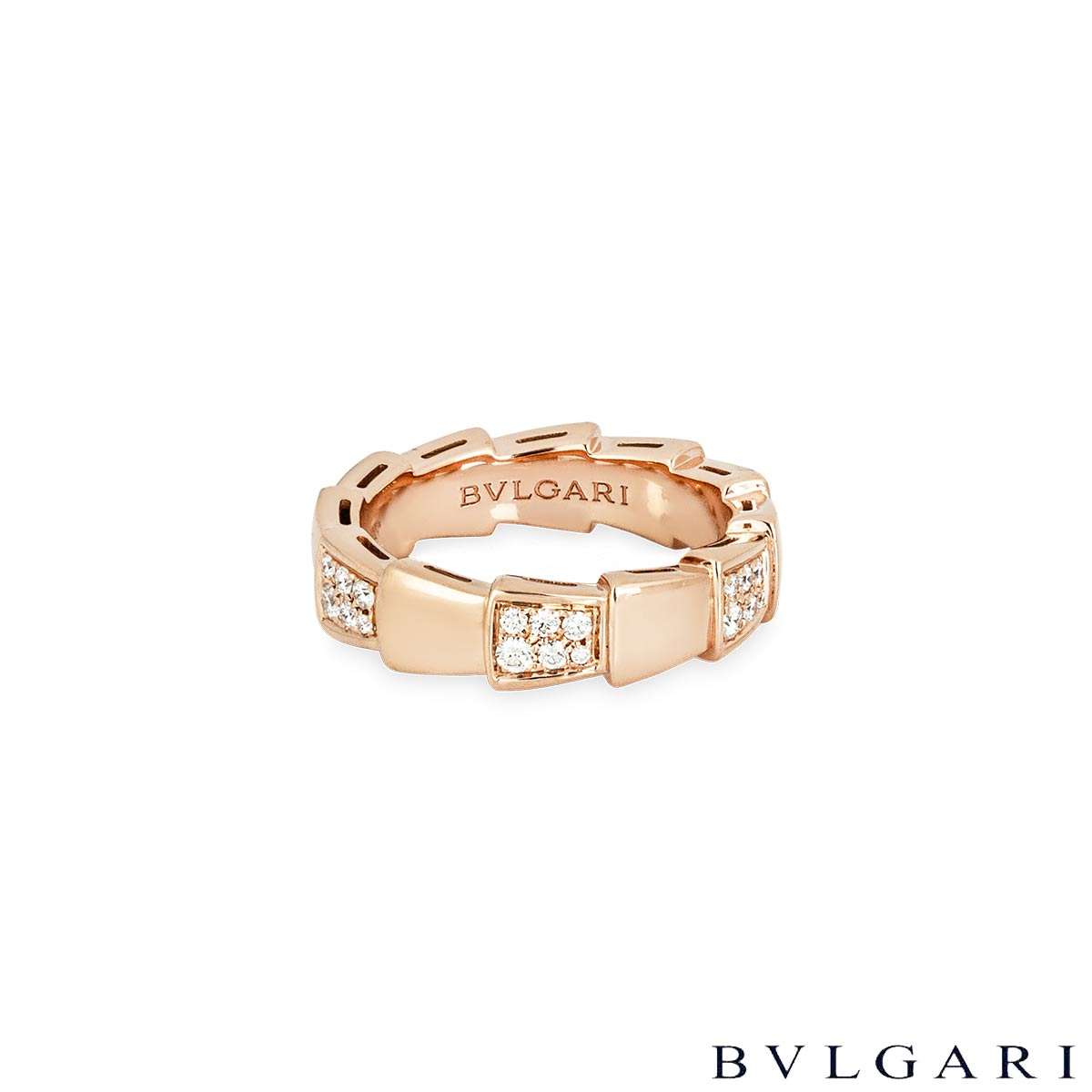 Bvlgari Rose Gold Diamond Serpenti Viper Ring Size 55 353288