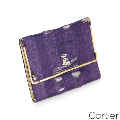 Cartier Vintage Silk Purse With Yellow Gold And Diamond