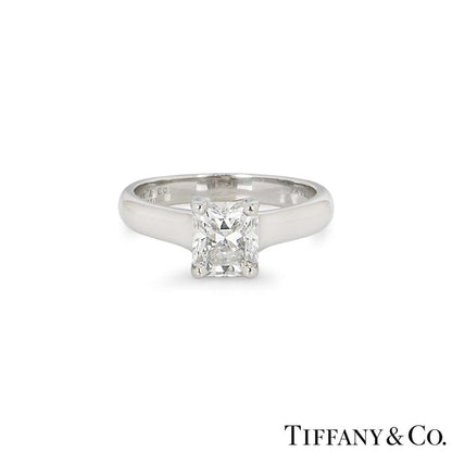 Tiffany & Co. Platinum Lucida Cut Diamond Ring 1.13CT D/VVS2