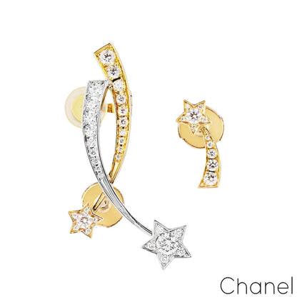 Chanel Étoile Filante White & Yellow Gold Diamond Comete Earrings 0.75CT Tdw