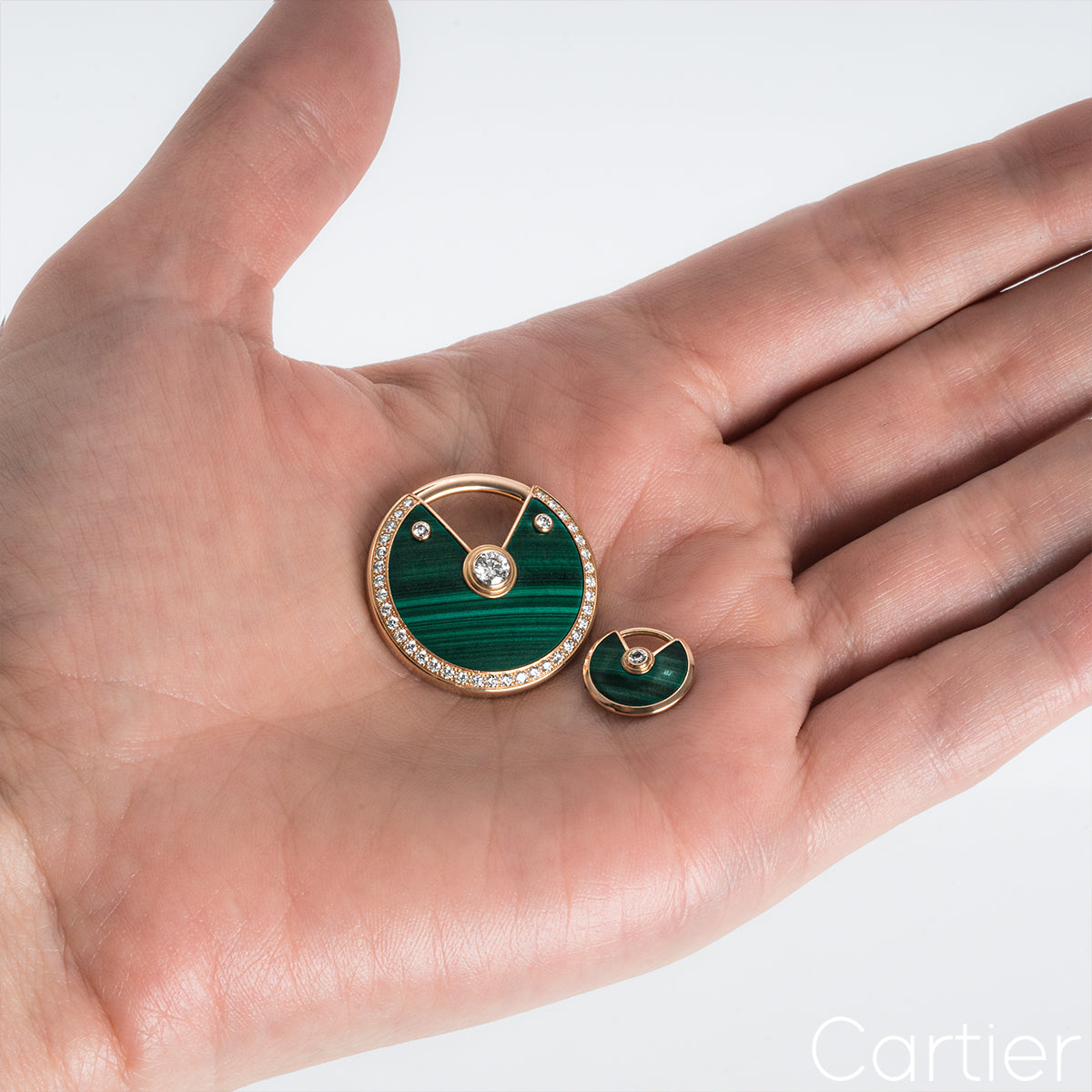 Cartier Rose Gold Malachite & Diamond Amulette De Cartier Necklace