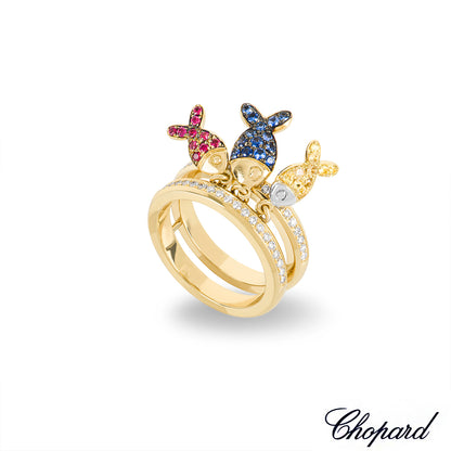 Chopard Yellow Gold Diamond Ruby & Sapphire Fish Ring 82/4702-0002