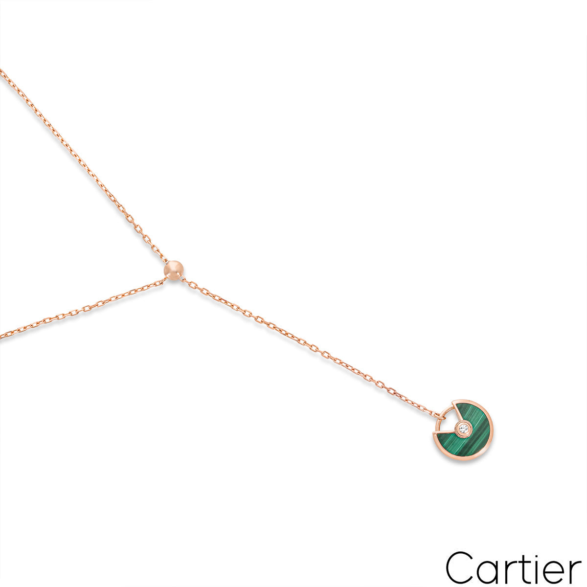 Cartier Rose Gold Malachite & Diamond Amulette De Cartier Necklace