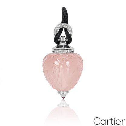 Cartier White Gold Rose Quartz & Diamond Inde Mystérieuse Perfume Bottle Pendant