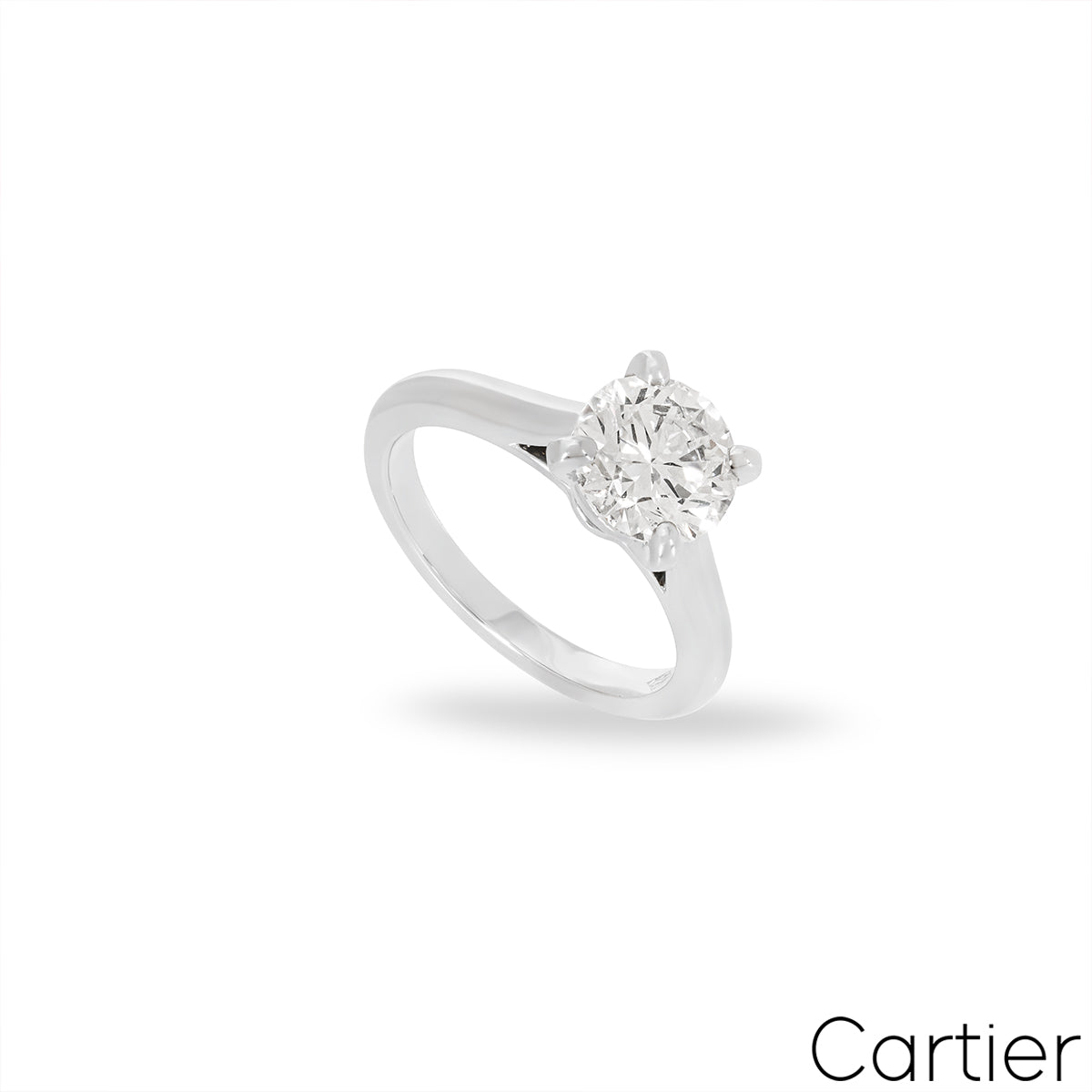 Cartier Platinum Round Brilliant Cut Diamond Solitaire 1895 Ring 1.37CT G/VVS1 Xxx