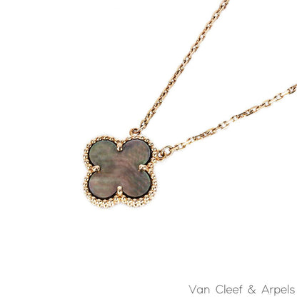 Van Cleef & Arpels Rose Gold Grey Mother Of Pearl Vintage Alhambra Necklace VCARP4KK00