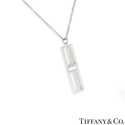 Tiffany & Co. White Gold Diamond T Pendant