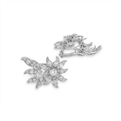 White Gold Floral Diamond Earrings 3.90CT Tdw