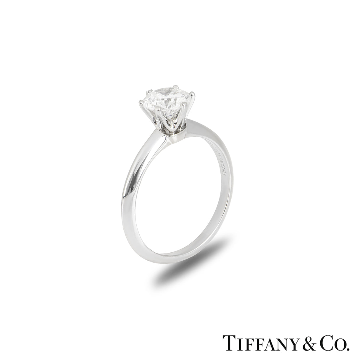 Tiffany & Co. Platinum Round Brilliant Cut Diamond Setting Ring 1.07CT E/VVS2