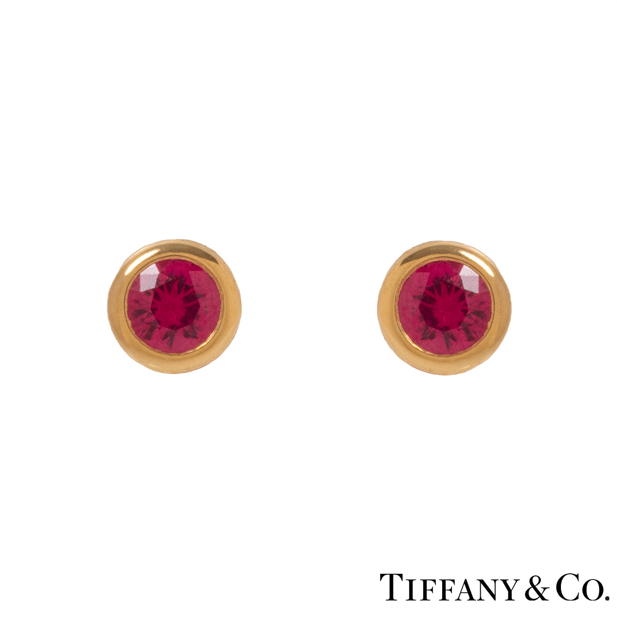 Tiffany & Co. Yellow Gold Color By The Yard Elsa Peretti Ruby Earrings 62632828