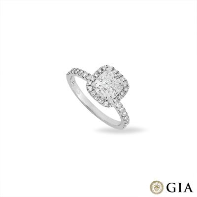 White Gold Cushion Cut Diamond Ring 1.51ct F/VS2