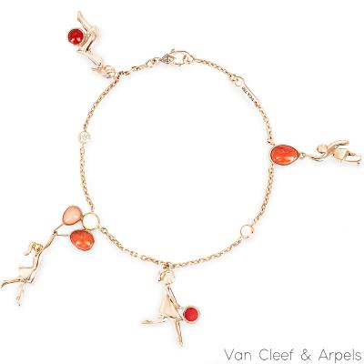 Van Cleef & Arpels Limited Production Rose Gold Mercredi à Paris Coral 4 Charm Bracelet ARN5O800