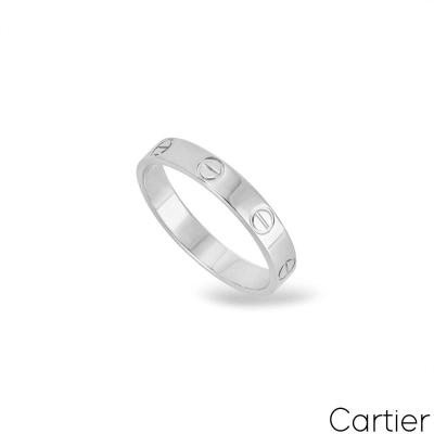 Cartier White Gold Plain Love Wedding Band Size 54 B4085100
