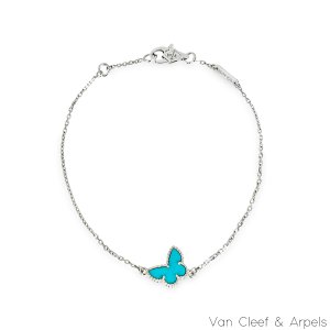 Van Cleef & Arpels White Gold Sweet Alhambra Butterfly Turquoise Bracelet VCARF80400