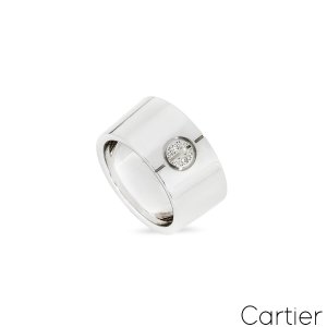 Cartier White Gold Wide Band Diamond Love Ring Size 51