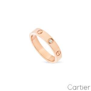 Cartier Rose Gold One Diamond SM Love Ring Size 55 B4050755